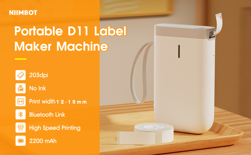Niimbot D11/D110/D101 Portable Bluetooth Label Printer + 1Roll Label Sticker