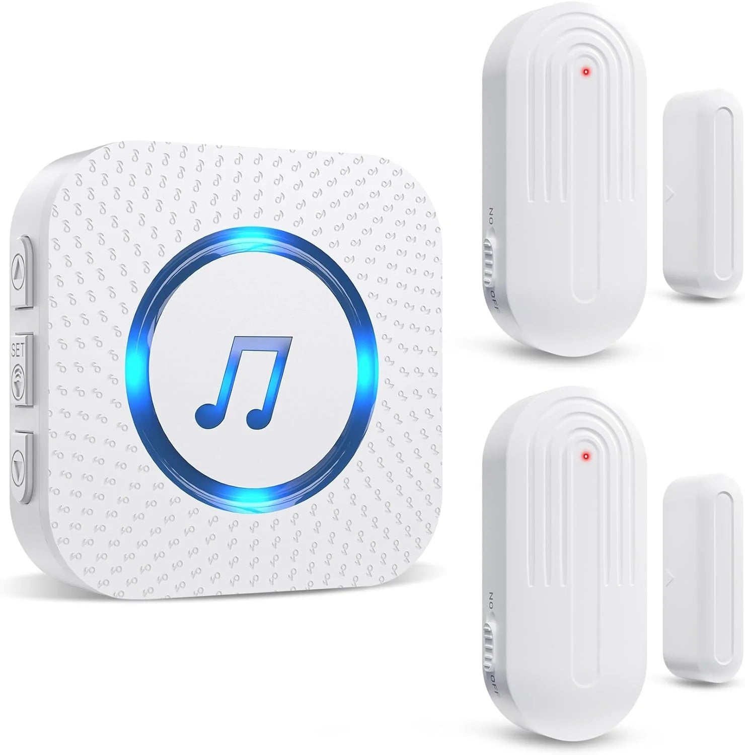 2 in 1 Door and Window sensor Alarm with white wireless sensor and sound alert device
