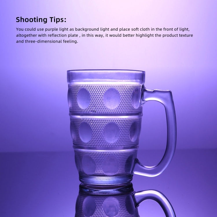 Acrylic Reflective Display Board with purple lighting for enhanced photography effects