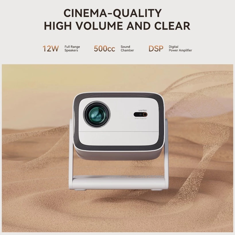 Android TV 11.0 portable projector with cinema-quality sound and full range speakers