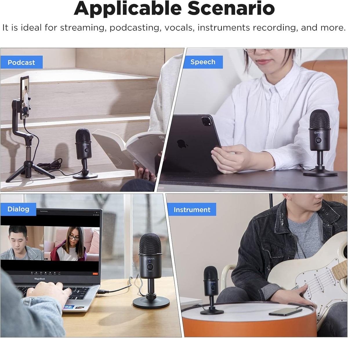 BOYA BY-CM3 USB condenser microphone ideal for podcasting, speech, and instrument recording