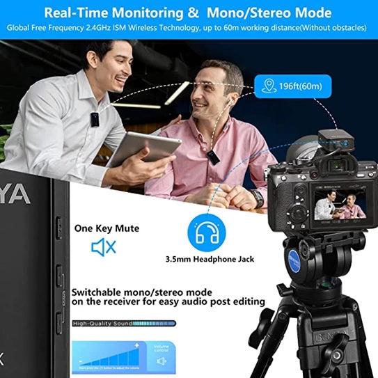 BOYA WMIC5 M2 wireless microphone system for real-time monitoring and audio editing