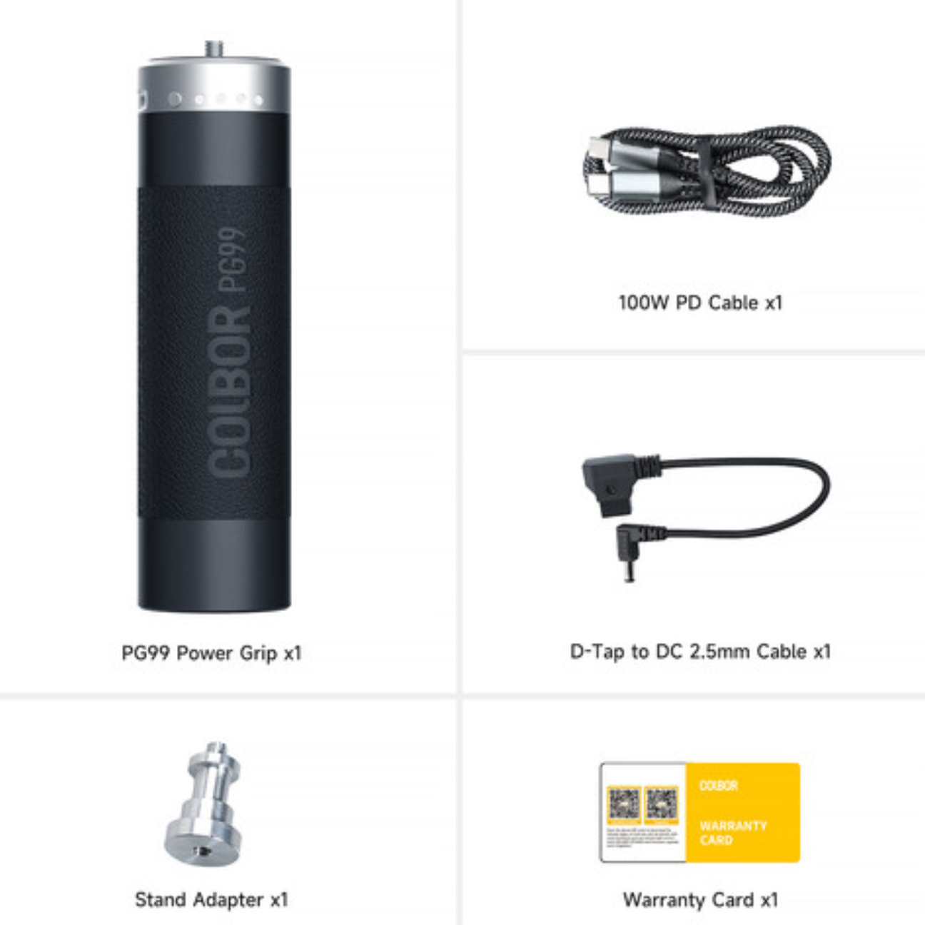 Coibor PG99 Power Grip with accessories including a portable rechargeable battery for LED lights