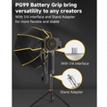 PG99 Battery Grip with 1/4 interface and Stand Adapter for portable rechargeable battery for LED lights