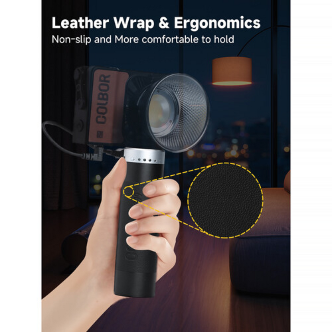 Portable rechargeable battery for LED lights with a sleek design and compact size
