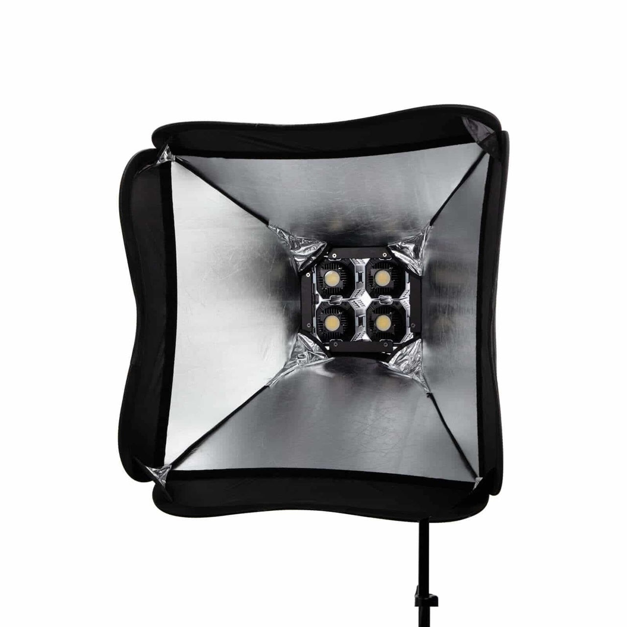Studio lighting softbox for photographers with four LED bulbs for even light distribution