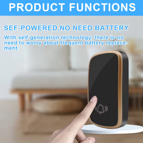DAYTECH DB25 Waterproof Doorbell for Home showing touch button and self-powered feature