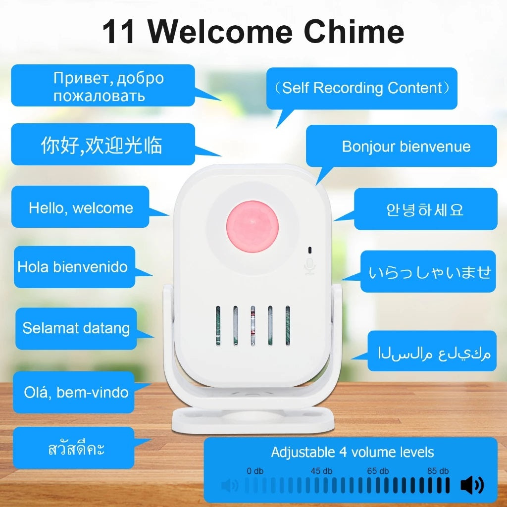DAYTECH HW09 doorbell motion detector with 11 welcome chime languages and adjustable volume levels