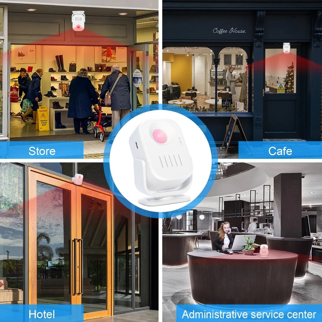 DAYTECH HW09 doorbell motion detector installed in store cafe hotel and administrative service center for security