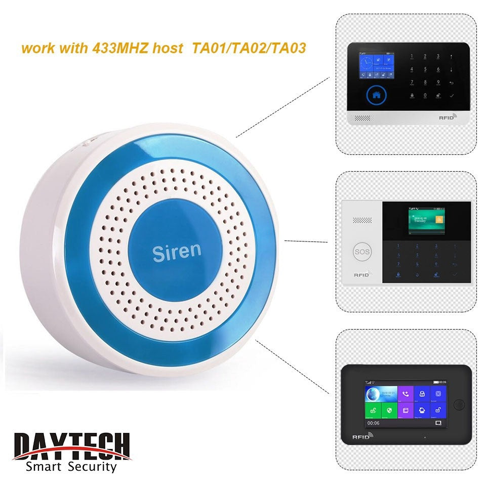 Rechargeable Siren for Office and Shop with 433MHZ compatibility for security systems