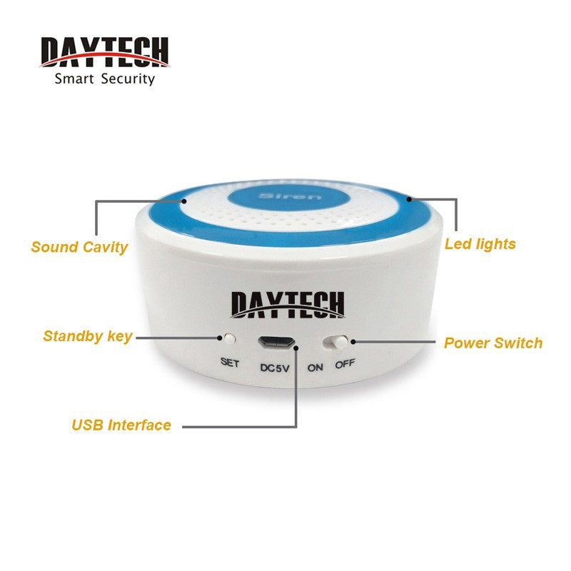 Rechargeable Siren for Office and Shop with USB interface power switch and LED lights