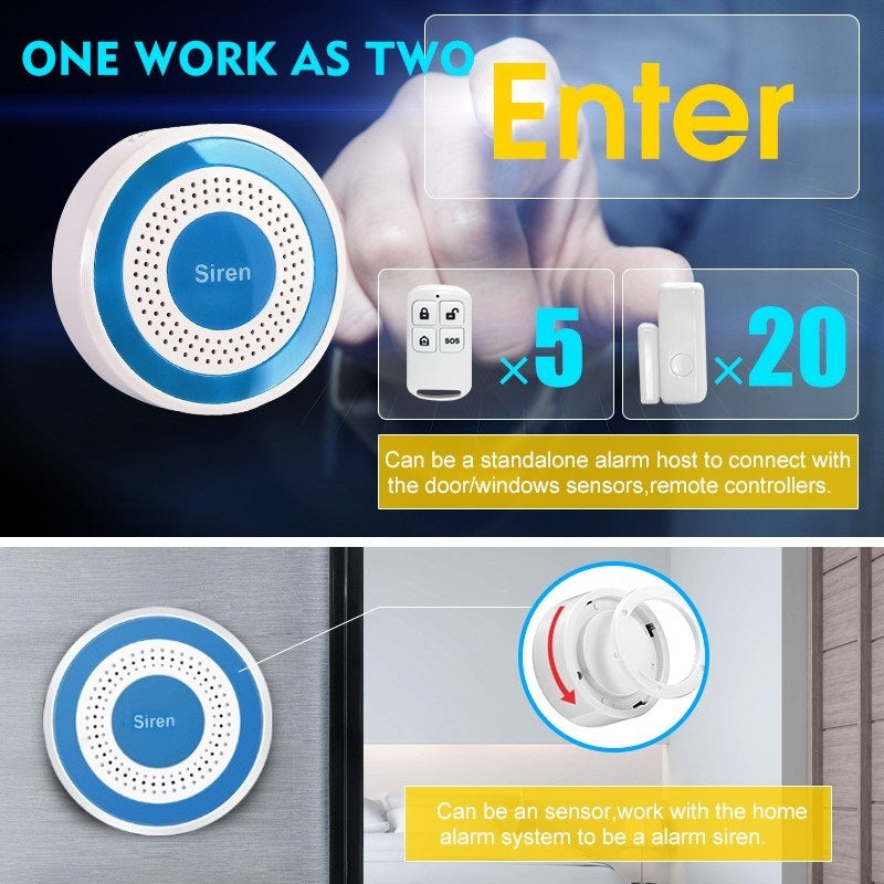 Rechargeable Siren for Office and Shop with door and window sensors for home security