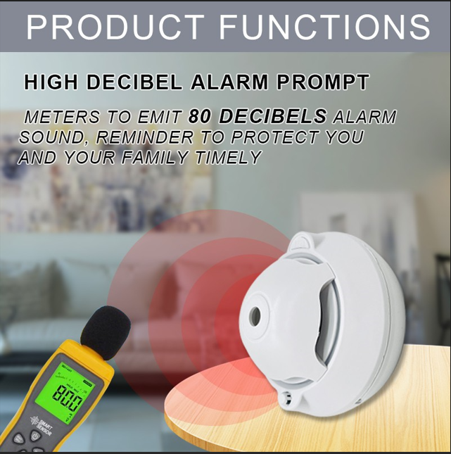 DAYTECH SM06TA smoke detector with high decibel alarm prompt emitting 80 decibels for home security