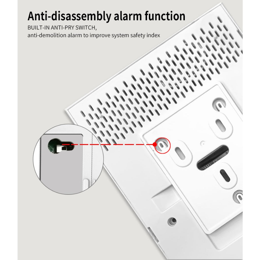 Close-up of anti-disassembly alarm function Home Security Kit with built-in anti-pry switch