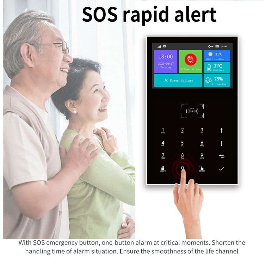DAYTECH TA06 Home Security Kit with touchscreen emergency SOS rapid alert panel and elderly couple