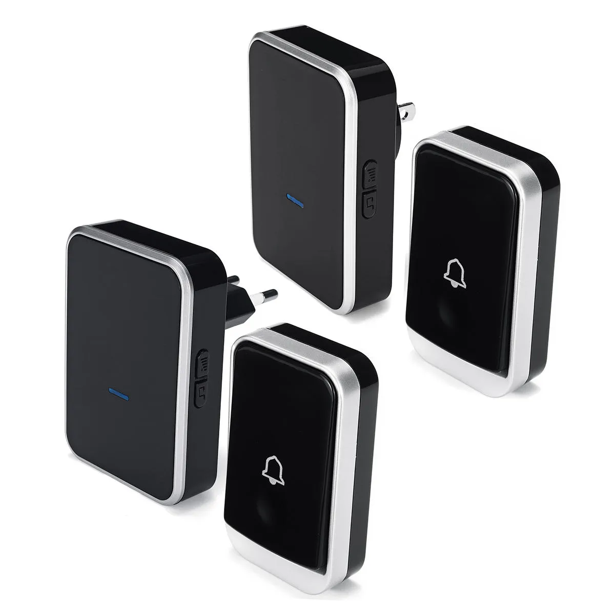 DAYTECH waterproof doorbell home security alarm system with black and silver wireless units