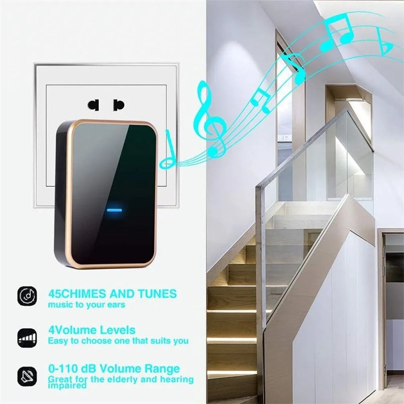 Home security alarm system featuring DAYTECH waterproof doorbell with adjustable volume levels and music chimes