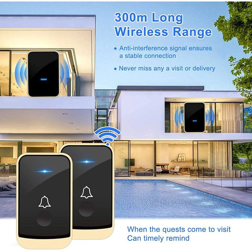 Home security alarm system with DAYTECH waterproof doorbell featuring 300m long wireless range