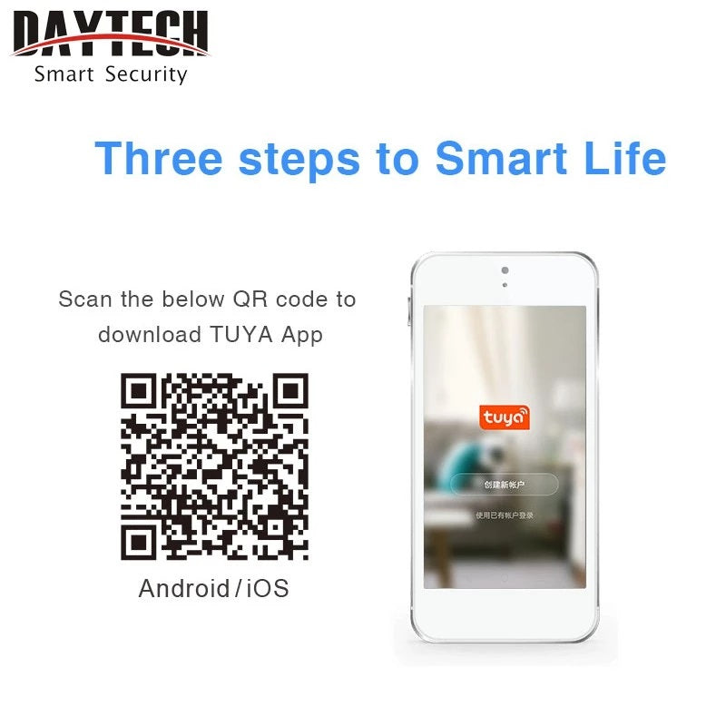 Wifi Smoke Detector smart security system app download QR code for Android and iOS