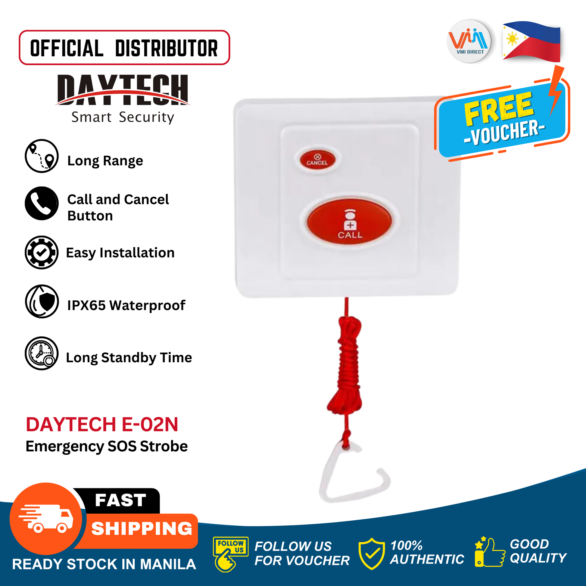 VMIDirect Daytech E-02N emergency buzzer with call and cancel buttons wireless caregiver pager system