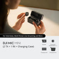 DJI Mic Mini Wireless Microphone with two transmitters and one receiver in a charging case by VMIDirect