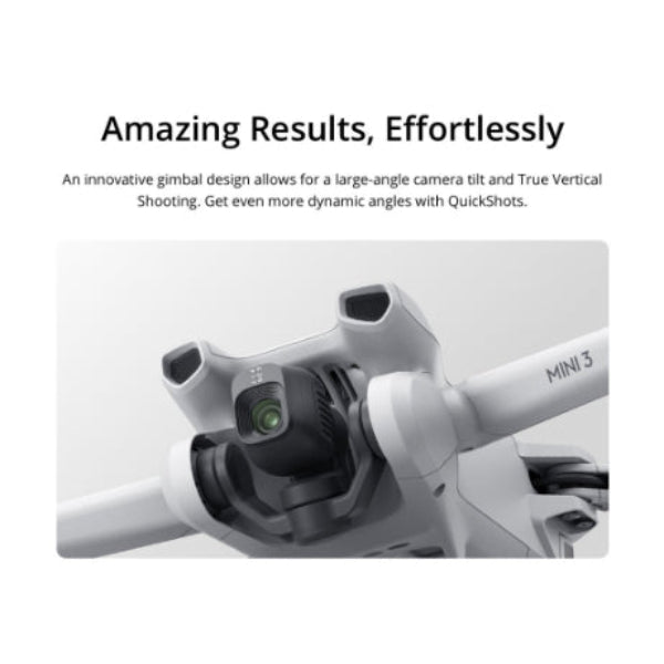 Close-up of DJI Mini 3 drone with 4K camera showcasing innovative gimbal and camera tilt design