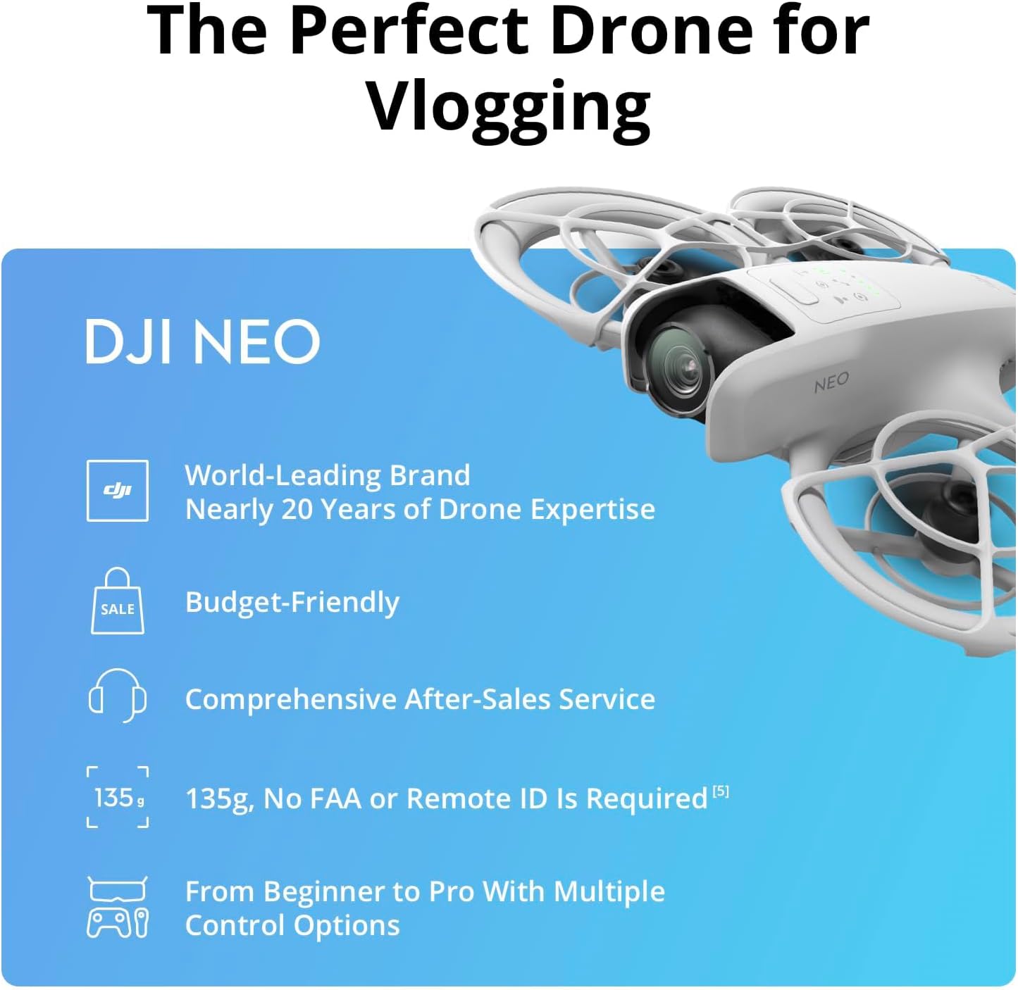 VMI Direct DJI Neo 4K Camera Drone with lightweight design and beginner to pro control options