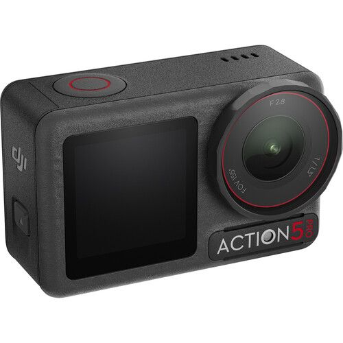 DJI Osmo Action 5 Pro camera Standard Combo showing compact black action camera with front LCD screen and wide-angle lens