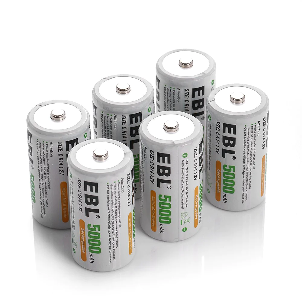 VMIDirect 1.2V C 5000mAh Rechargeable NiMH Battery pack six pieces for long-lasting power