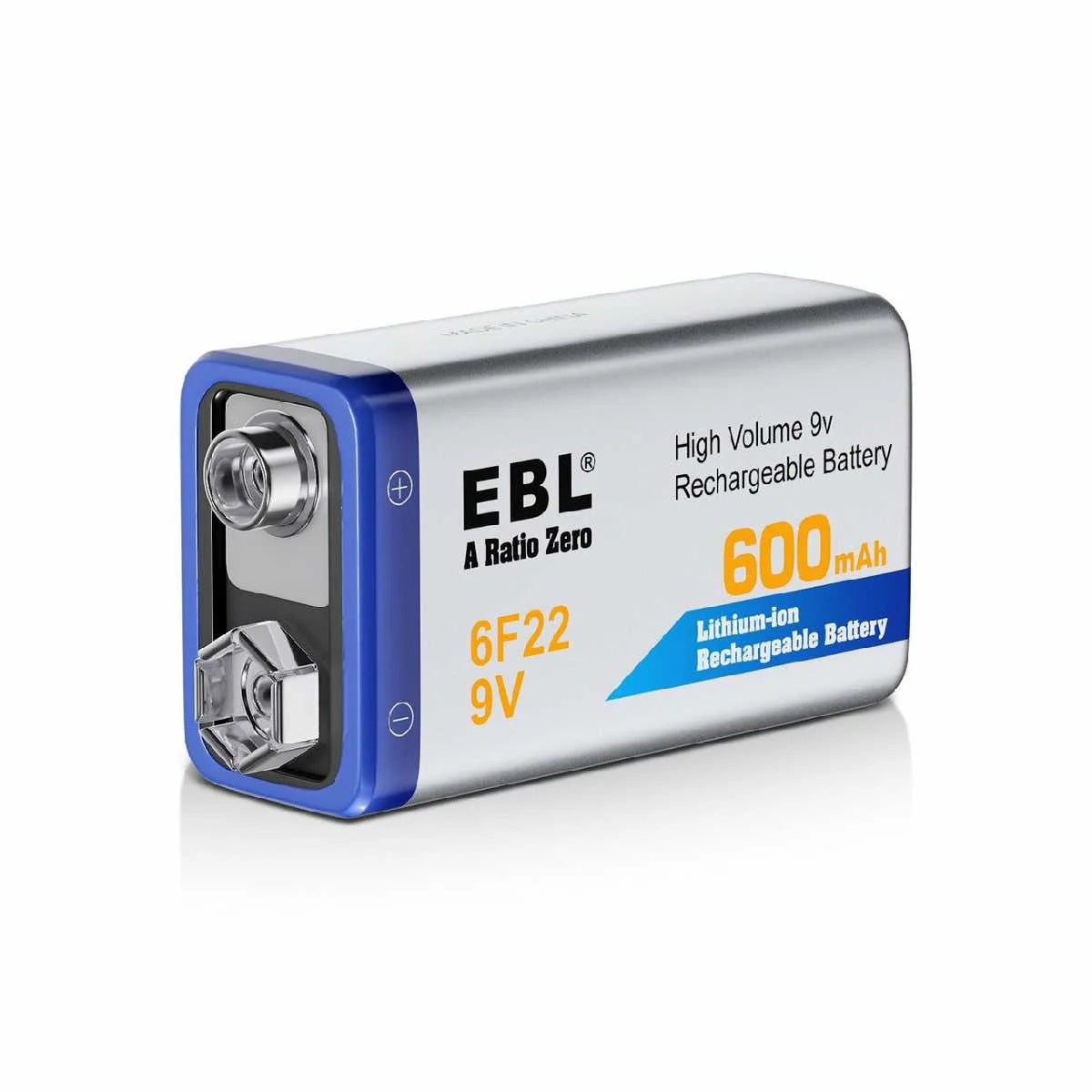 EBL 9V 600mAh Lithium-Ion Rechargeable Battery, ideal for high-performance devices