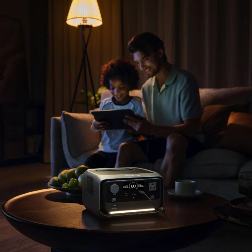 EcoFlow RIVER 3 Plus Best Portable Power Station powering devices on a living room