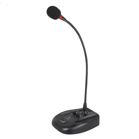 Gooseneck conference microphone with reverb featuring adjustable mic and sleek design