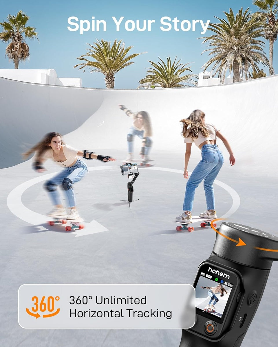 Hohem iSteady V3 Ultra AI tracking Gimbal with 360-degree unlimited horizontal tracking for smooth shots