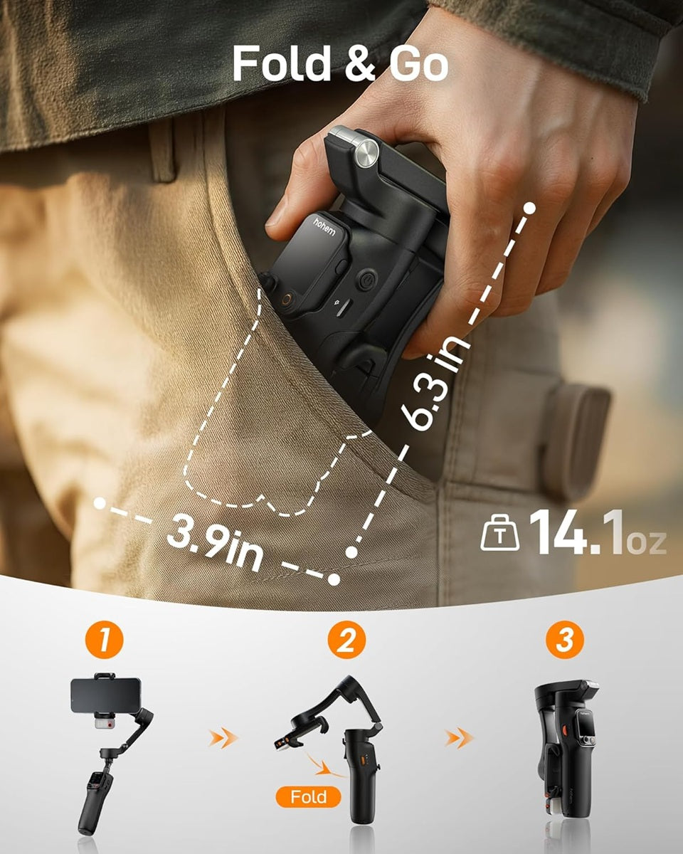 Hohem iSteady V3 Ultra AI tracking gimbal with compact design for easy portability and smooth video capture