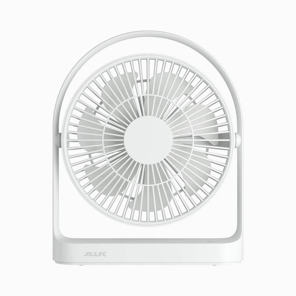 Portable rechargeable desk fan with compact design and handle