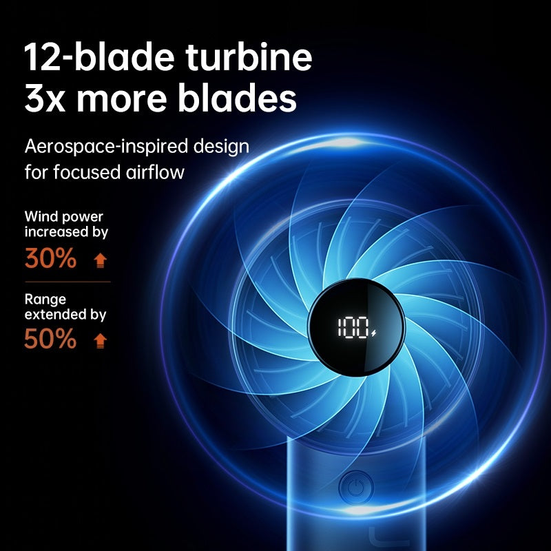 Jisulife life 4 strong wind fan handheld fan with 12-blade turbine for focused airflow