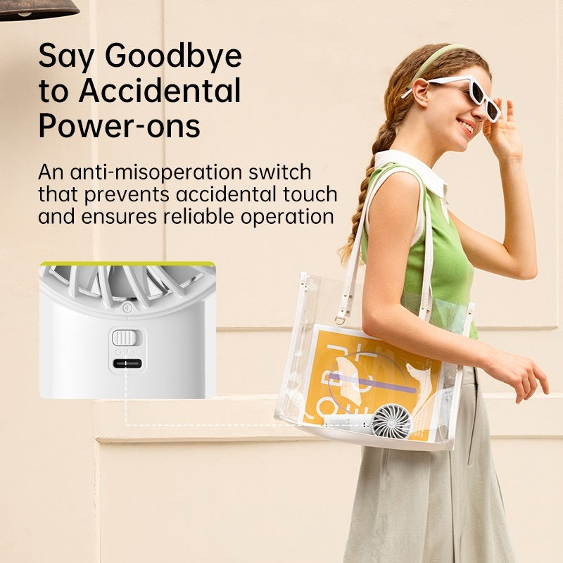 Jisulife life 4 strong wind fan handheld white fan with anti-misoperation switch carried in clear bag