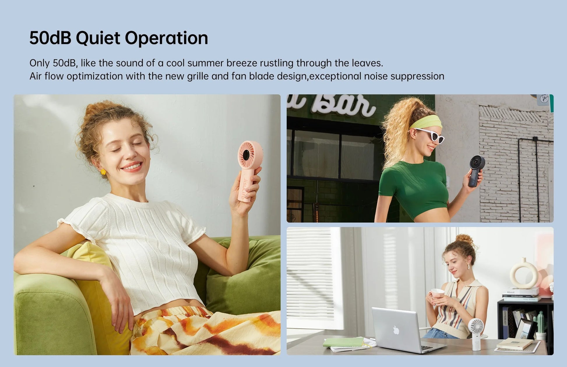 Jisulife life 4 strong wind fan handheld fan by VMIDirect used indoors and outdoors for quiet cooling