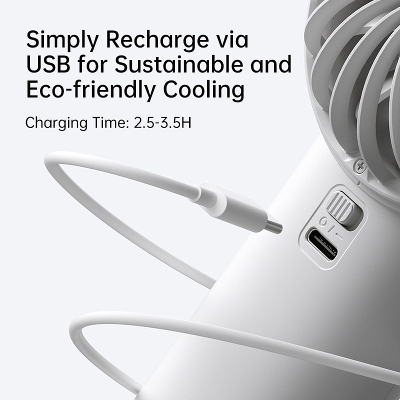Jisulife life 4 strong wind fan handheld fan with USB recharge port and charging cable