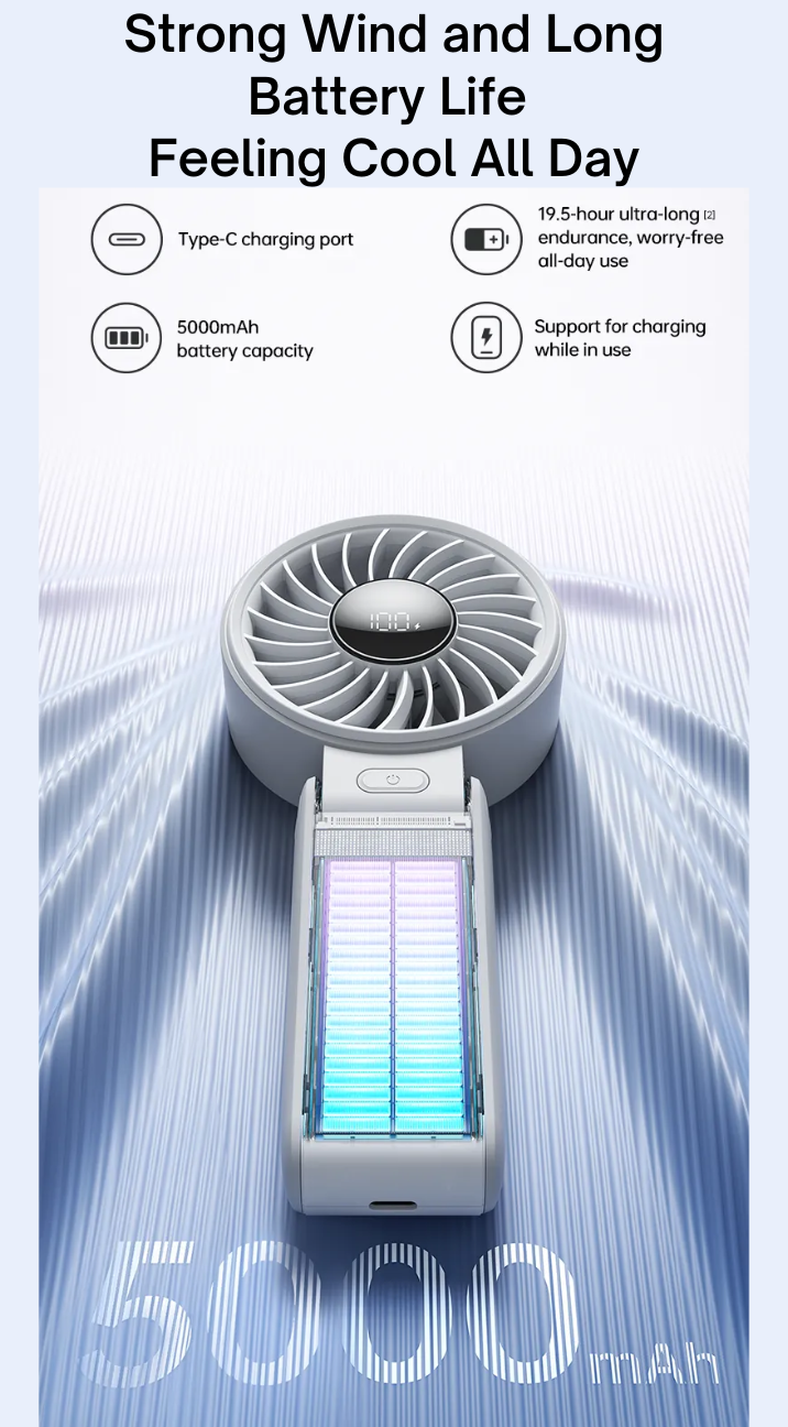VMIDirect Jisulife mini fan portable handheld fan with strong wind, long battery life, and Type-C charging port