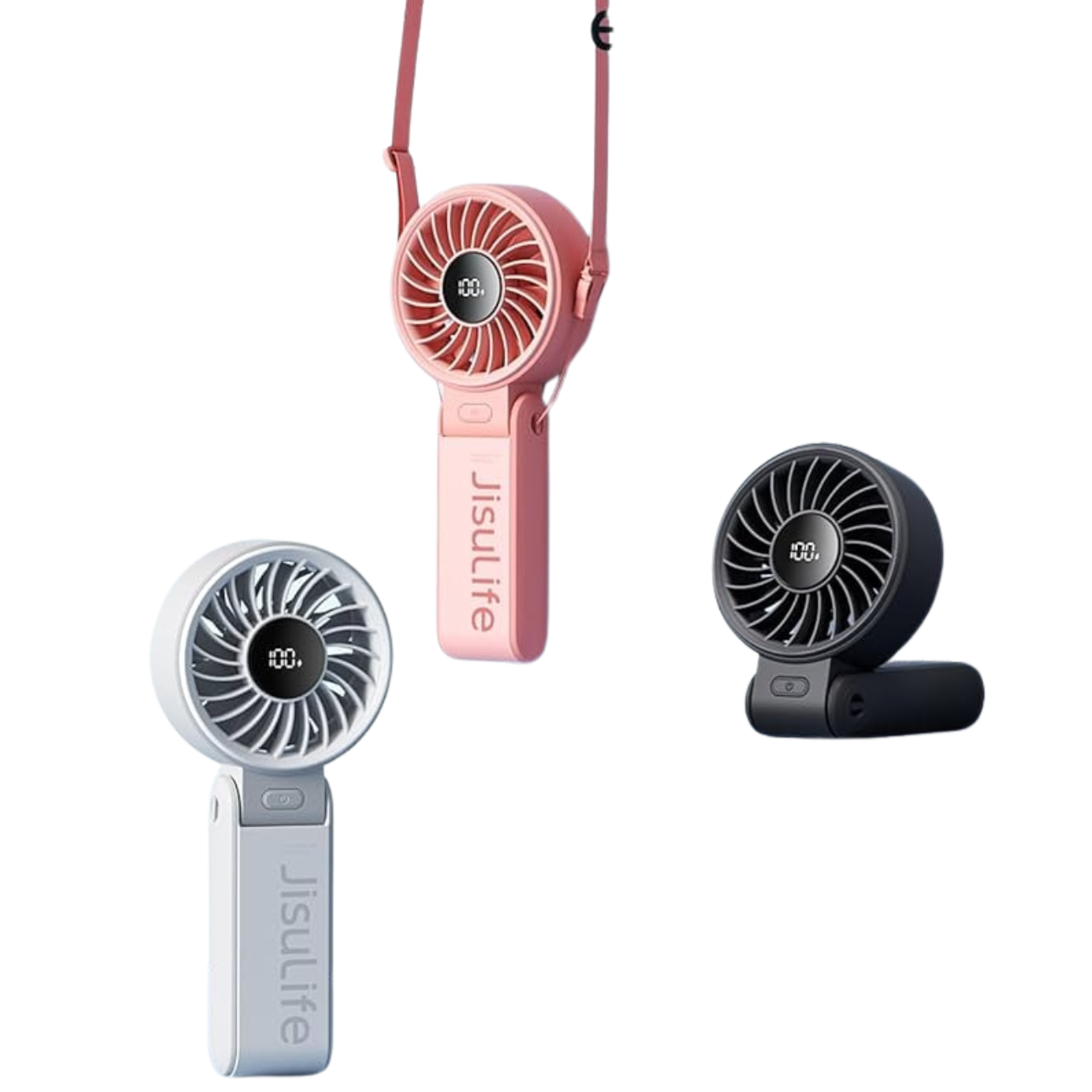 Jisulife mini fan portable in pink white and black handheld fans with adjustable settings