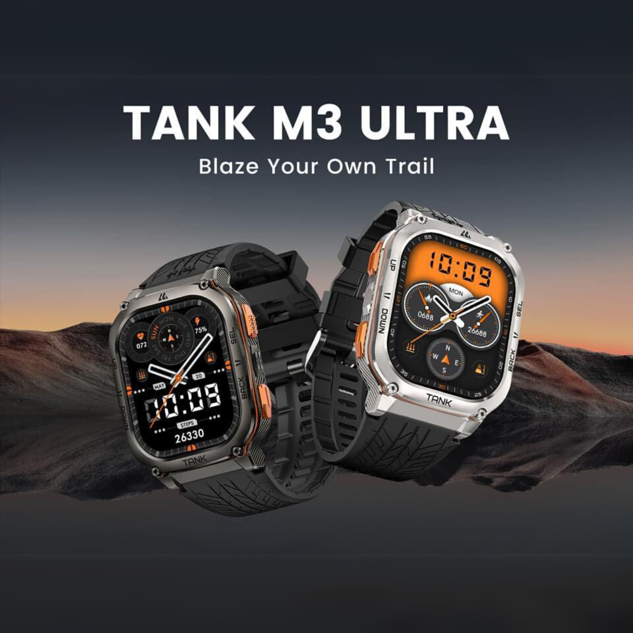 KOSPET Tank M3 Ultra Smartwatch featuring rugged design and customizable watch faces for outdoor enthusiasts