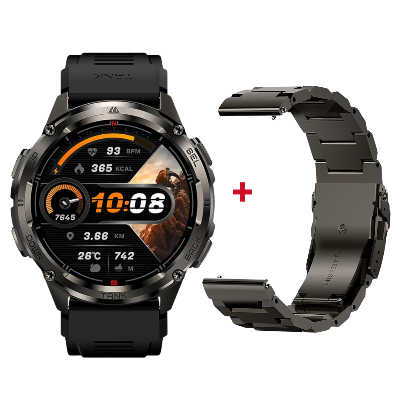 KOSPET TANK T3 ULTRA 2 smartwatch showcasing a rugged design and fitness tracking features