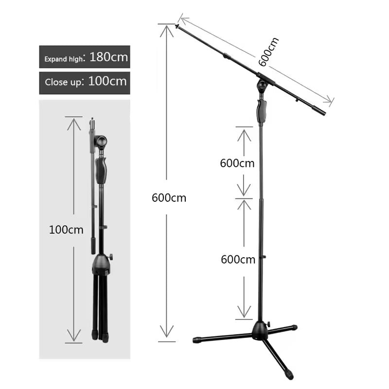 Microphone stand adjustable tripod with adjustable height from 100cm to 180cm