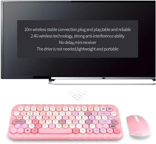 Mofii Honey PLUS gaming keyboard set in pink with wireless mouse and 2.4G wireless technology