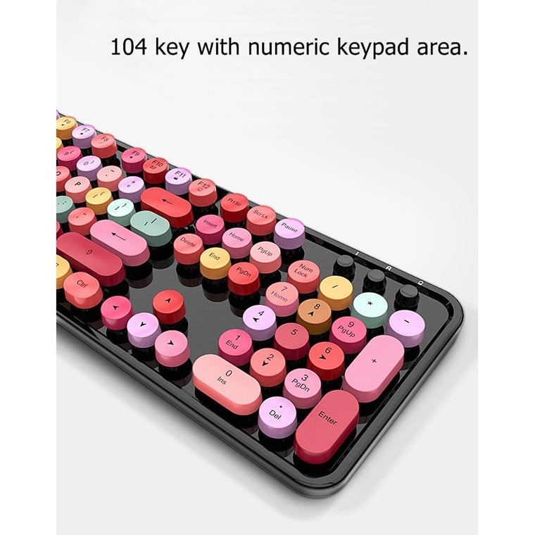 Mofii Sweet Mixed 2.4G keyboard for PC with colorful 104 key round keys and numeric keypad area