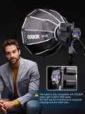 Synco COLBOR adapter plate for CL100X series on a lighting setup with a model in studio
