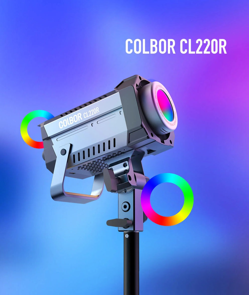 Synco COLBOR CL220R RGB LED studio light with adjustable mount for photography and video production