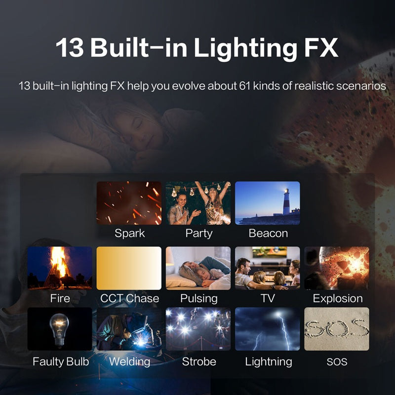 Synco COLBOR CL60R RGB video light showcasing 13 built-in lighting effects for versatile scene creation