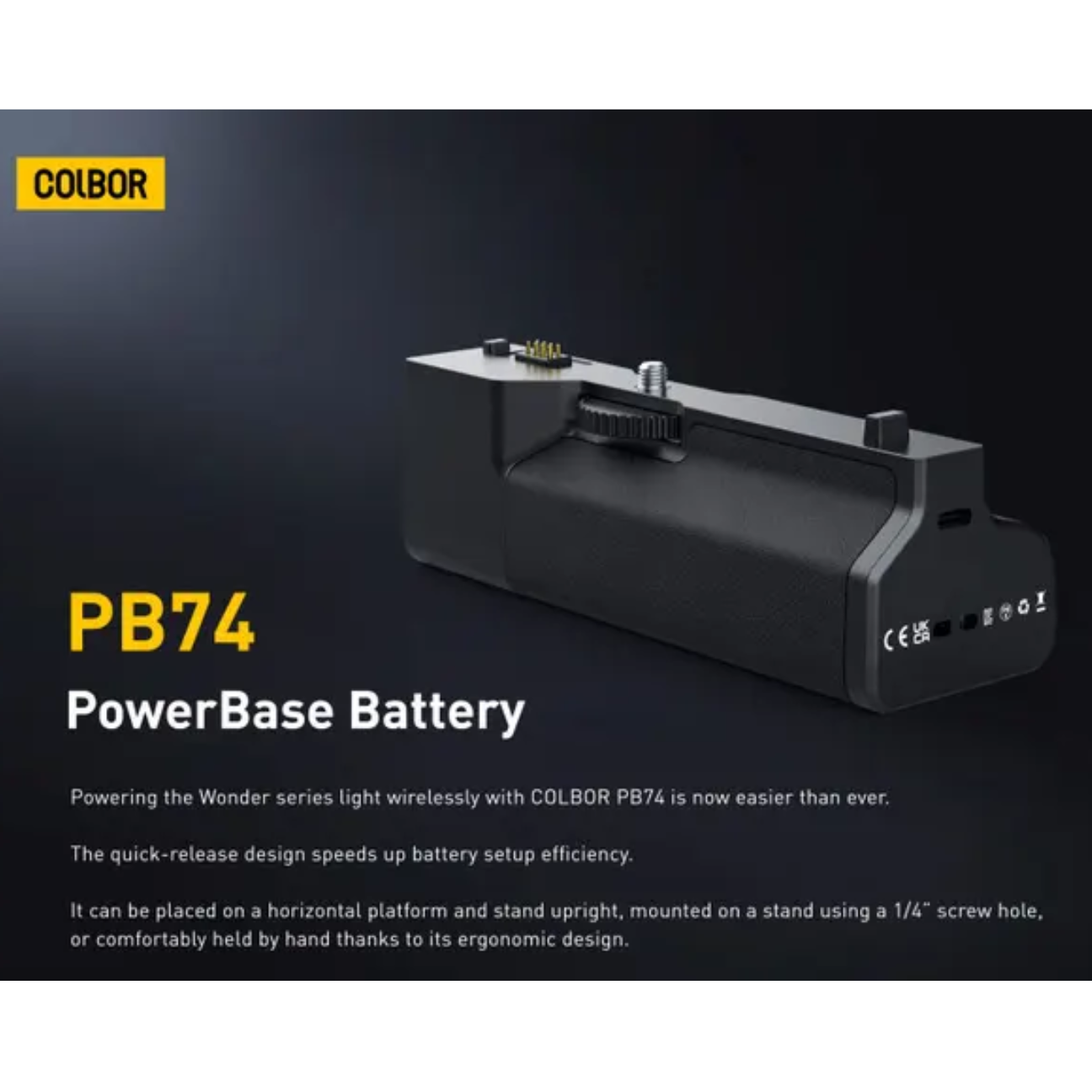 Synco Colbor PB74 battery base for Wonder series cameras with quick-release design for easy setup